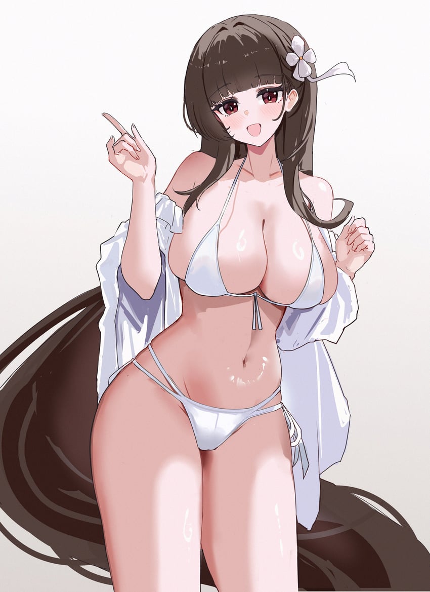 碧蓝航线、逸仙 (碧蓝航线)、yat sen (pristine waves embrace the wind) (azur lane) 1名女孩 :D 荒谬的长发 比基尼 齐刘海