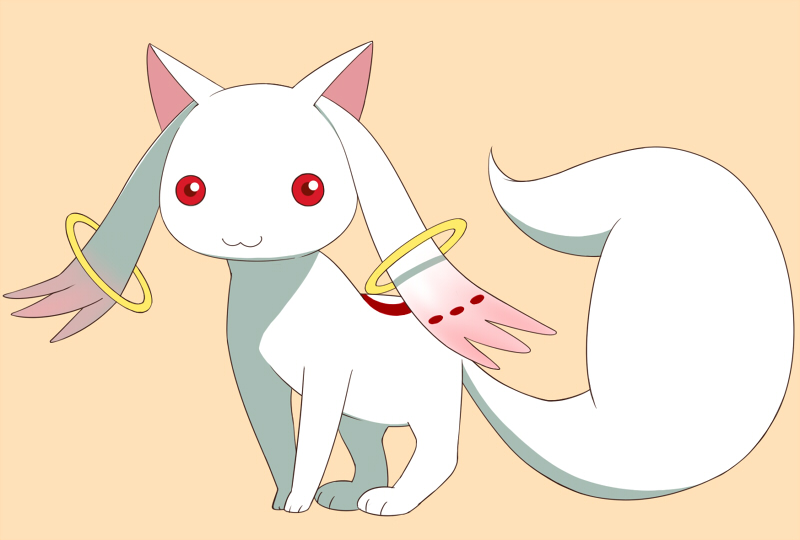 魔法少女小圆、魔法少女小圆、丘比 猫脸笑 生物 全身 看向观众 无人类