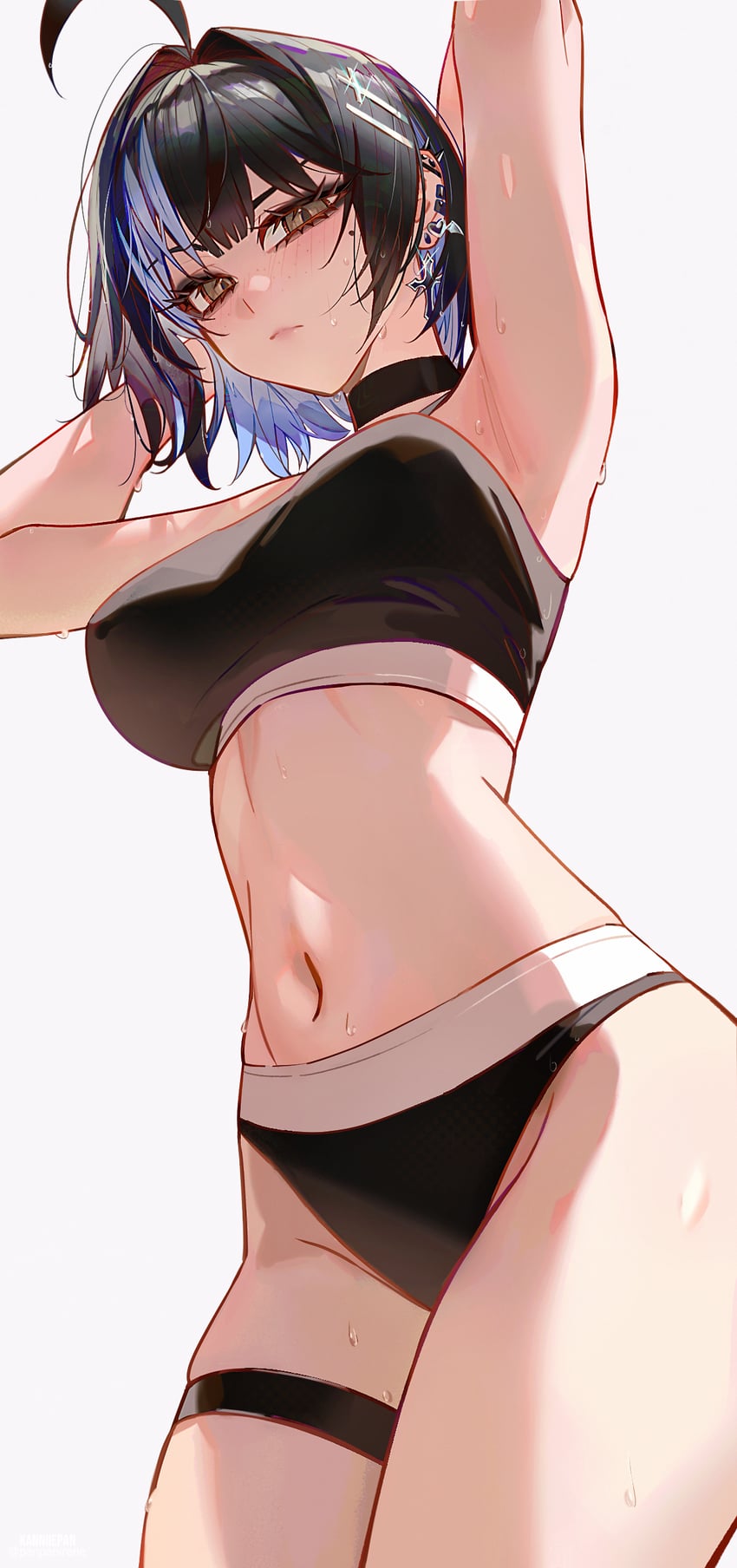 原创、艾琳 (kanniiepan) 1名女孩 呆毛 腋下 双手抱头 举起双手