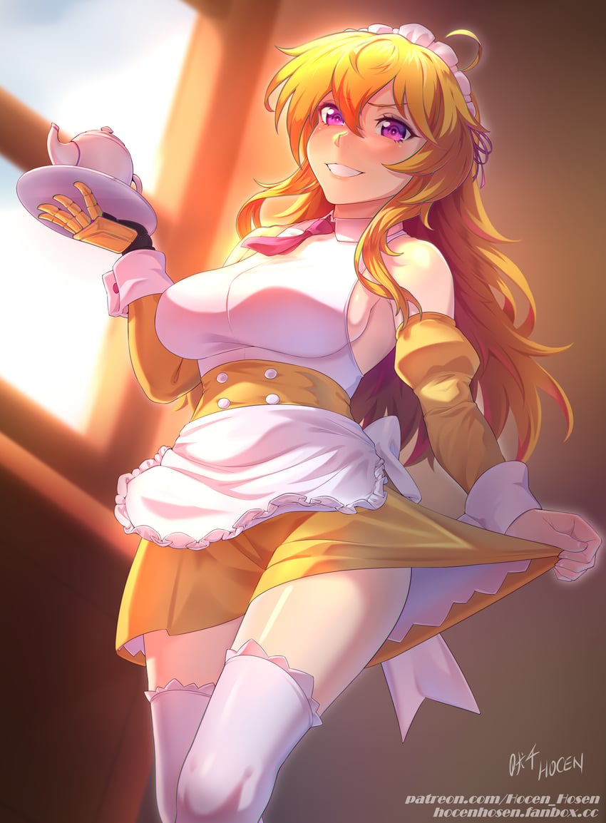 RWBY、阳·小龙 1名女孩 围裙 作者名 金发 乳房