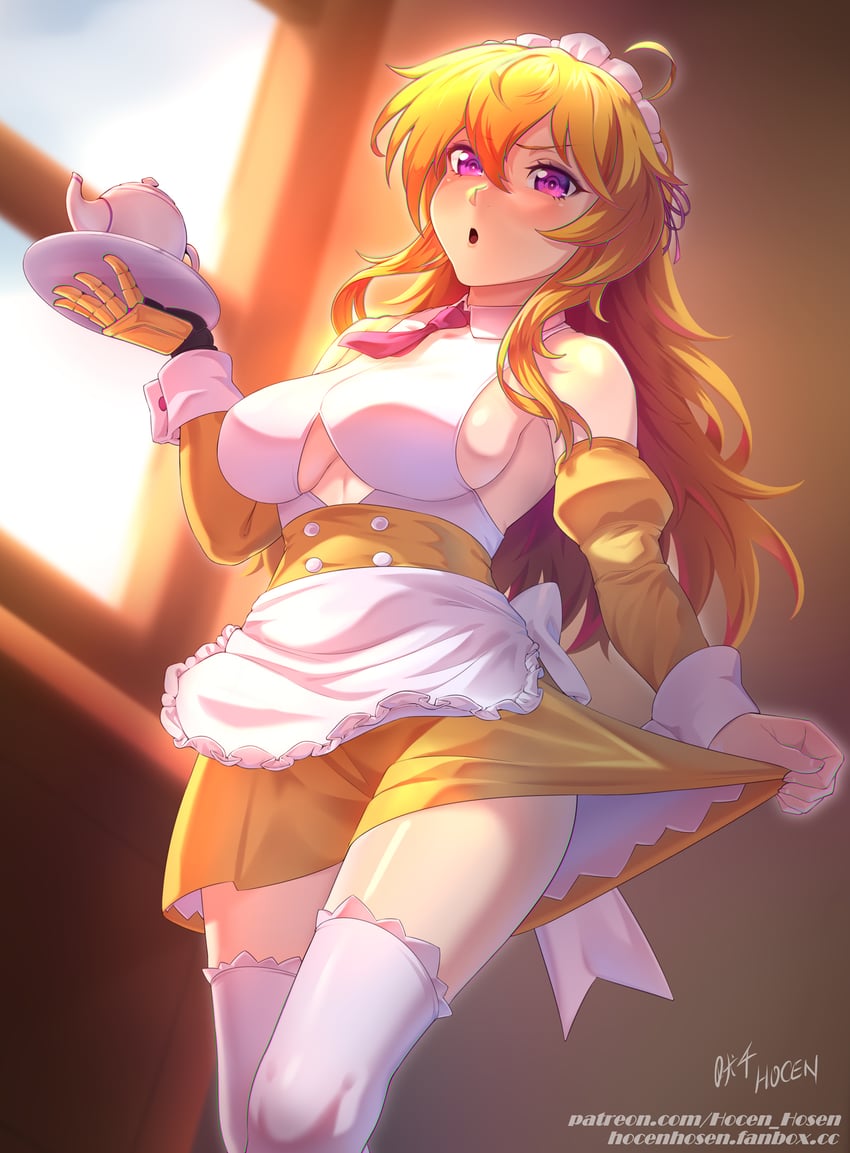 RWBY、阳·小龙 1名女孩 围裙 作者名 金发 乳房
