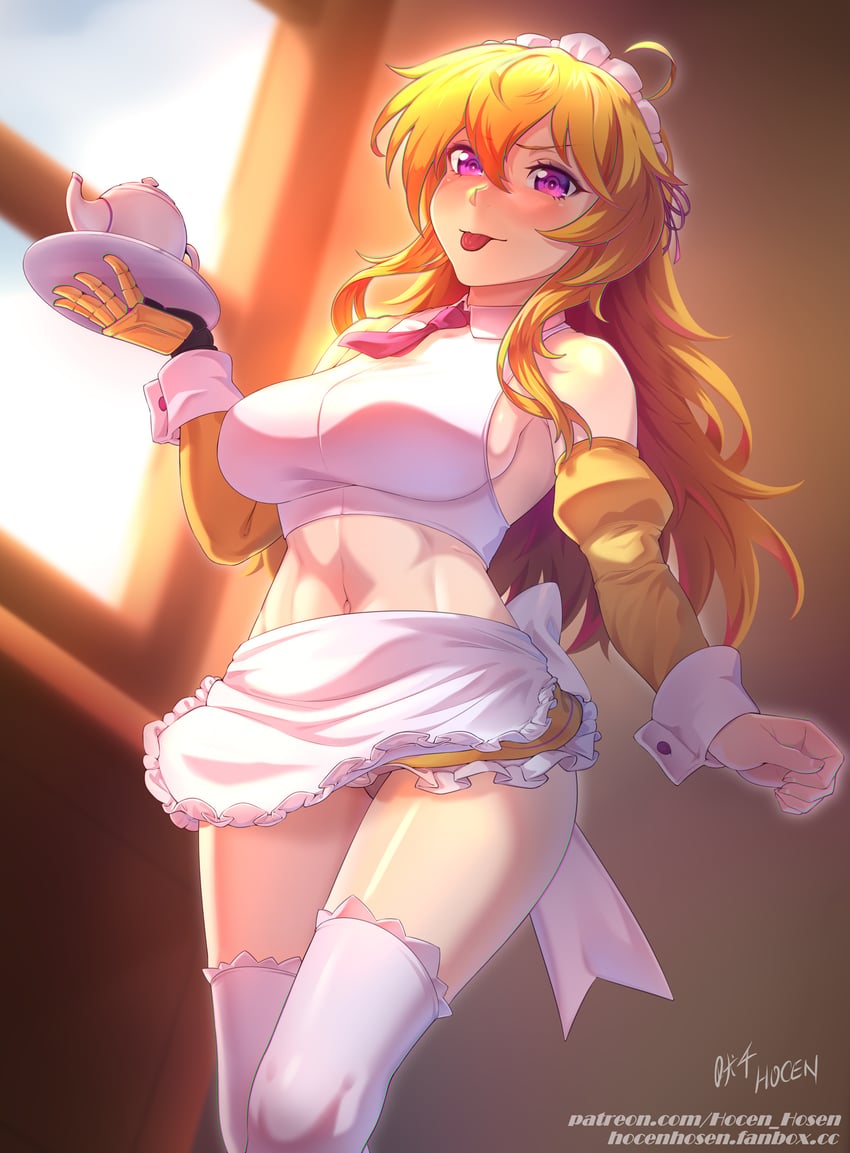 RWBY、阳·小龙 1名女孩 腹肌 围裙 作者名 金发