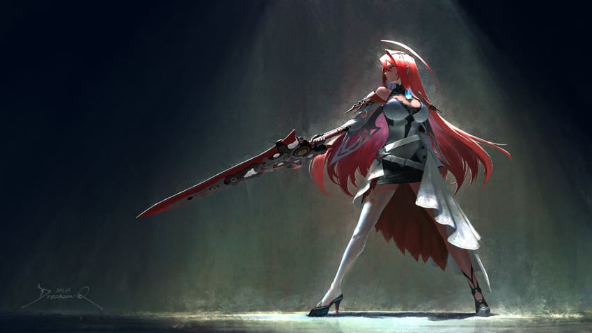 Hololive、Hololive英语、伊丽莎白·罗斯·血焰 1名女孩 呆毛 黑色手套 黑鞋 黑色裙子