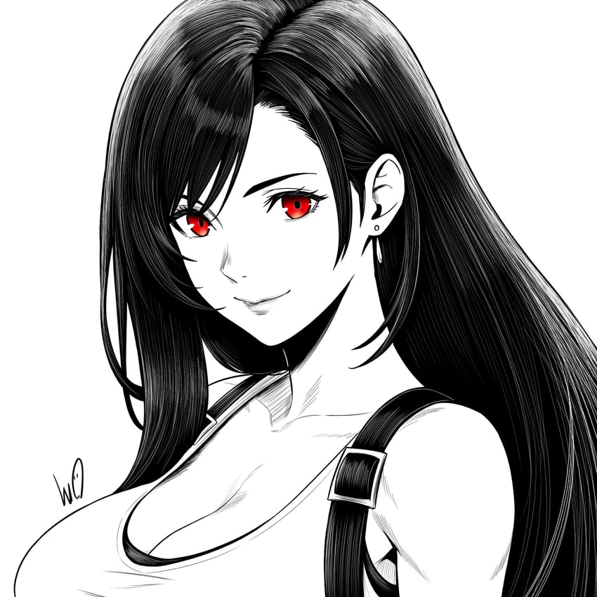 最终幻想、最终幻想VII、蒂法·洛克哈特 1名女孩 乳房 乳沟 锁骨 耳洞