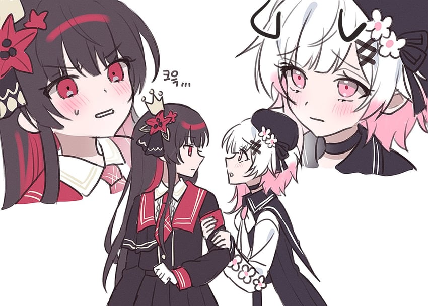 魔法少女的小镇审判、二阶堂博、樱庭绘麻 1名女孩 2名女孩 兽耳 臂章 贝雷帽