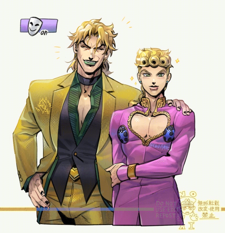 JOJO的奇妙冒险、星尘斗士、黄金之风 2个男孩 喉结 胎记 金发 项圈