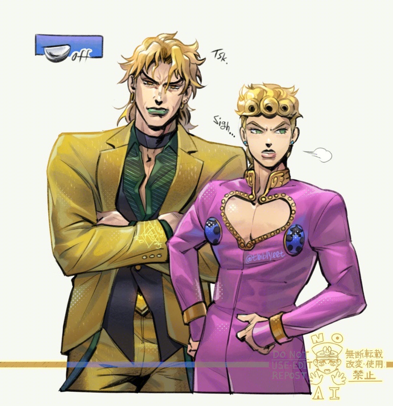 JOJO的奇妙冒险、星尘斗士、黄金之风 ... 2个男孩 喉结 恼怒 胎记