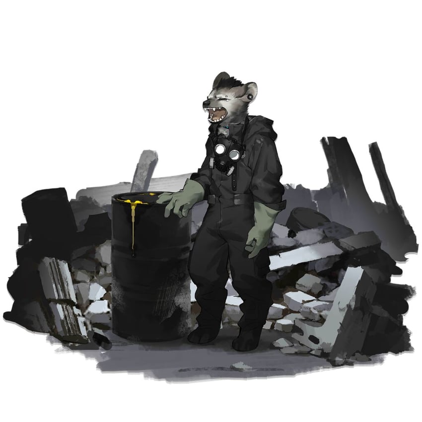 明日方舟、斑点 (明日方舟)、斑点 (硫磺) (明日方舟) 1名男孩 黑发 闭眼 碎片 大桶