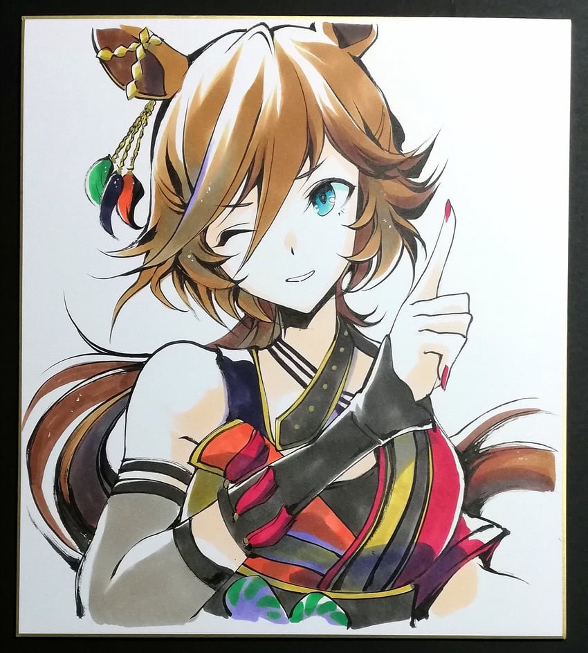 赛马娘、目白善信（花之歌舞伎）（赛马娘）、千明代表 (赛马娘) 1名女孩 :D 微笑 兽耳 棕发