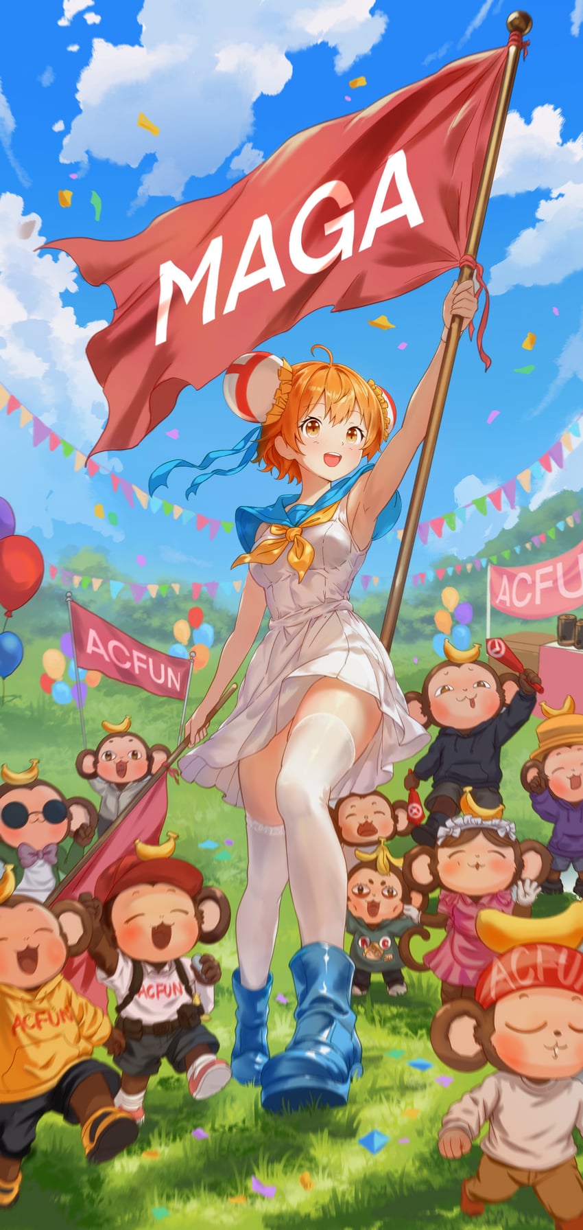 AcFun、AcFun娘 1名女孩 :D 动物 举手 气球