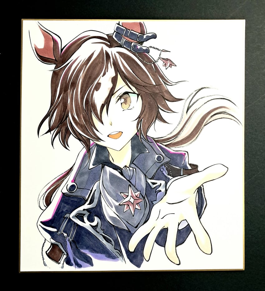 赛马娘、伏特加 (赛马娘) 1名女孩 :D 兽耳 黑色夹克 棕发