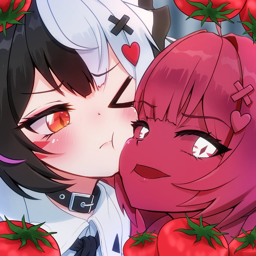 从虚无到永恒、拉克莉莫莎 (圣洁之歌)、tomato devil (nte) 2名女孩 :t >_o (表情) 呆毛 黑发