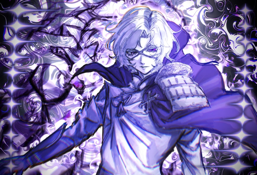 战国 Basara、竹中半兵卫 (战国BASARA) 1名男孩 斗篷 眼罩 看向观众 男性重心