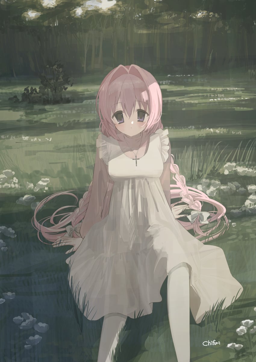 原创、尼娅 (千降) 1名女孩 脸红 蝴蝶结 辫子 闭嘴