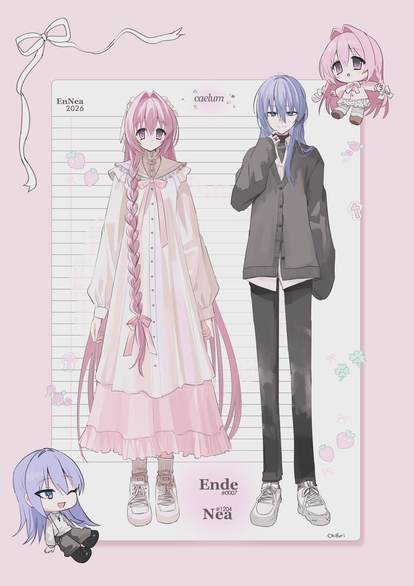 原创、恩德 (Chihuri)、尼娅 (千降) 2名女孩 惊讶 ;) 黑裤子 黑衬衫