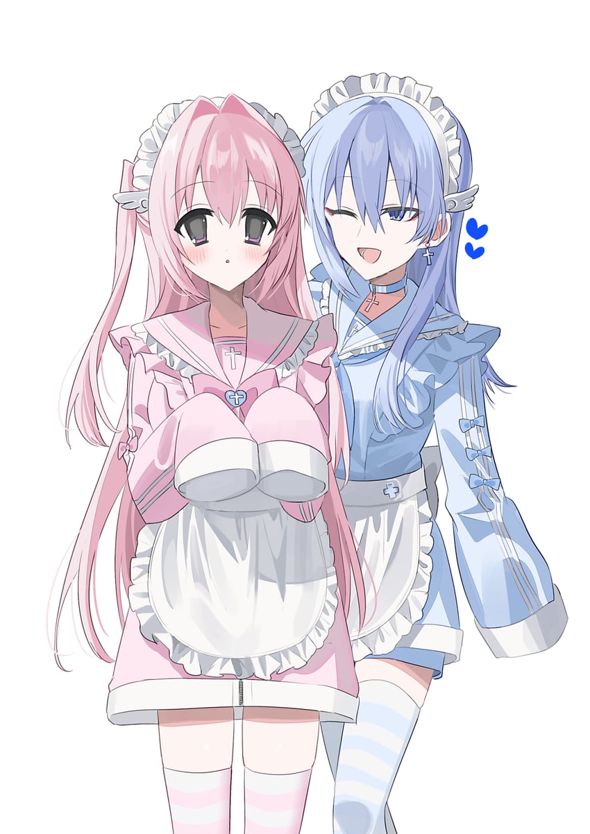 原创、恩德 (Chihuri)、尼娅 (千降) 2名女孩 :D 惊讶 微笑 围裙
