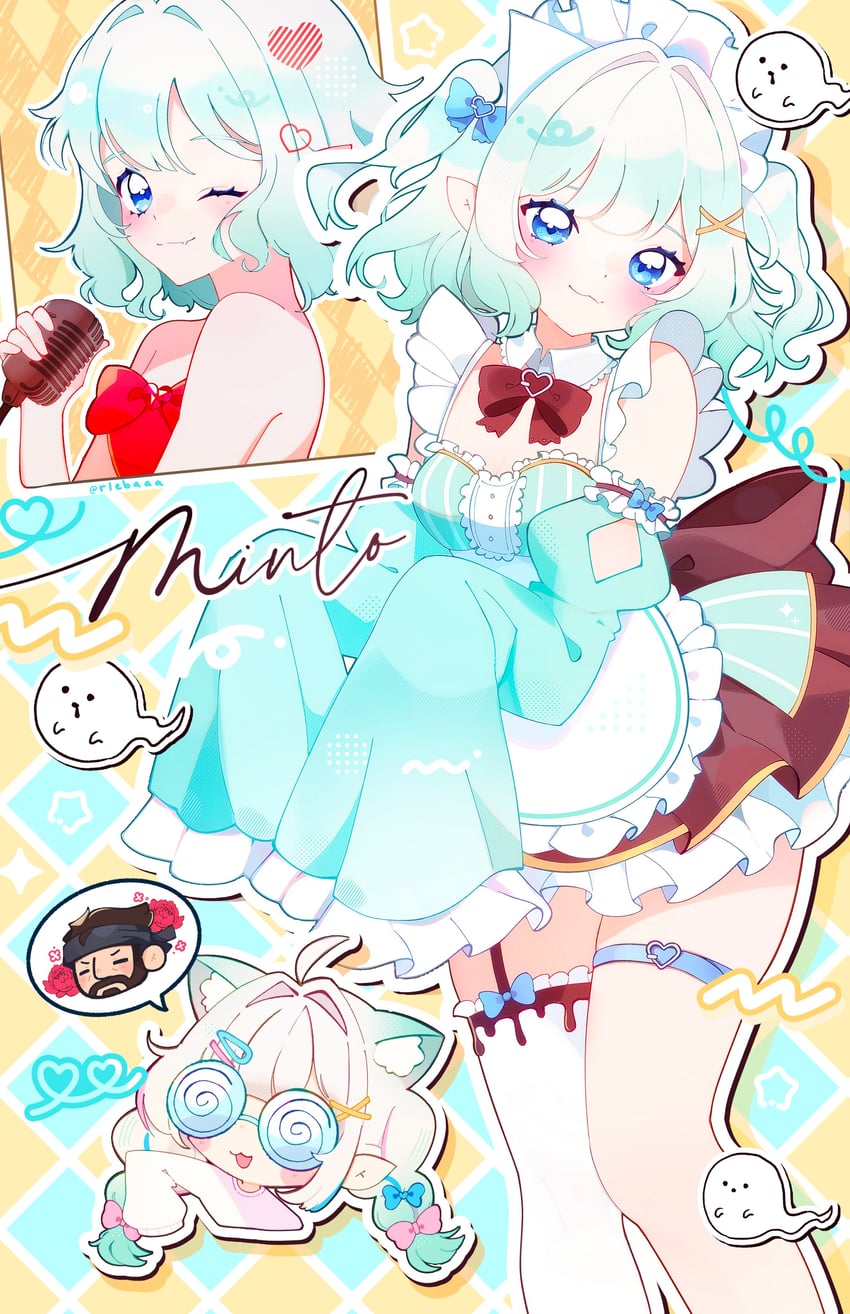 传说.exe、冥土 (Mint Fantome) 1名女孩 猫脸笑 呆毛 兽耳 围裙