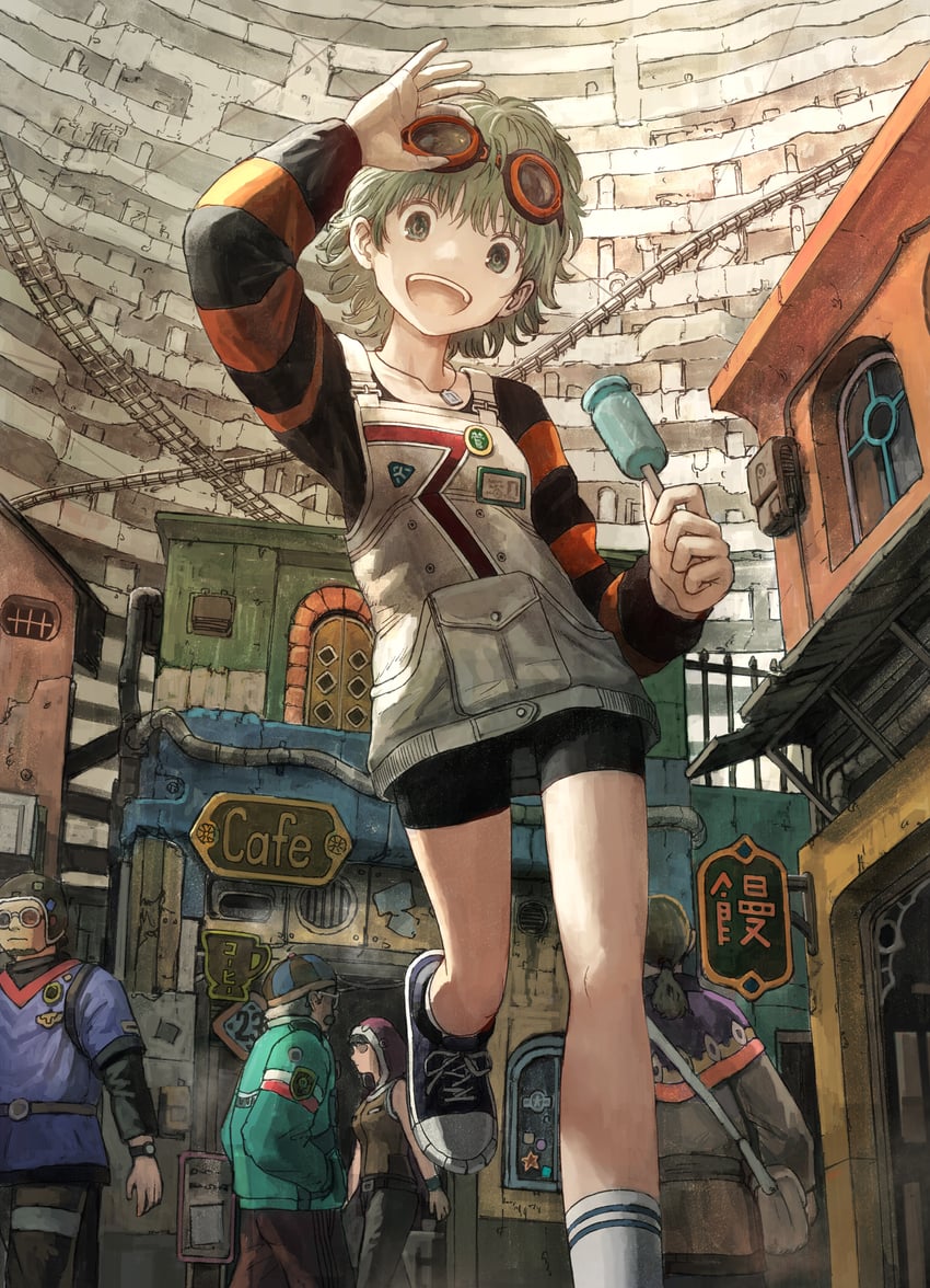 hitokui mansion to ooya no maison、maison (hitokui mansion to ooya no maison) 2个男孩 2名女孩 骑行裤 黑裤子 胡须