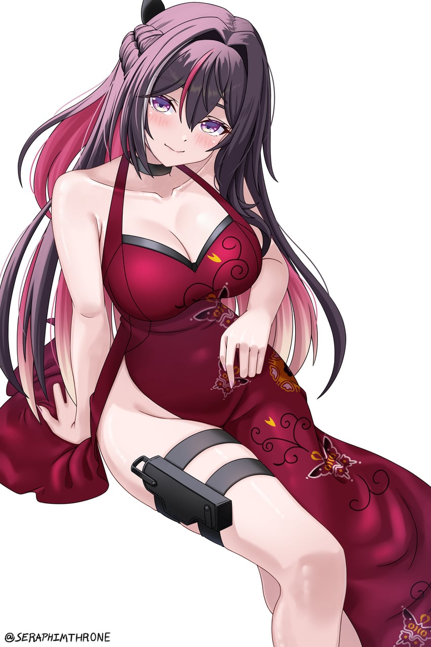 Hololive、生化危机、艾达·王 1名女孩 艾达·王 (角色扮演) 黑发 脸红 乳房