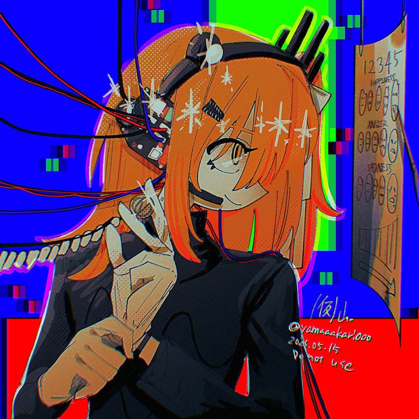 AI语音、UTAU、足立怜 1名女孩 黑色发带 黑色西装 蓝色背景 图表