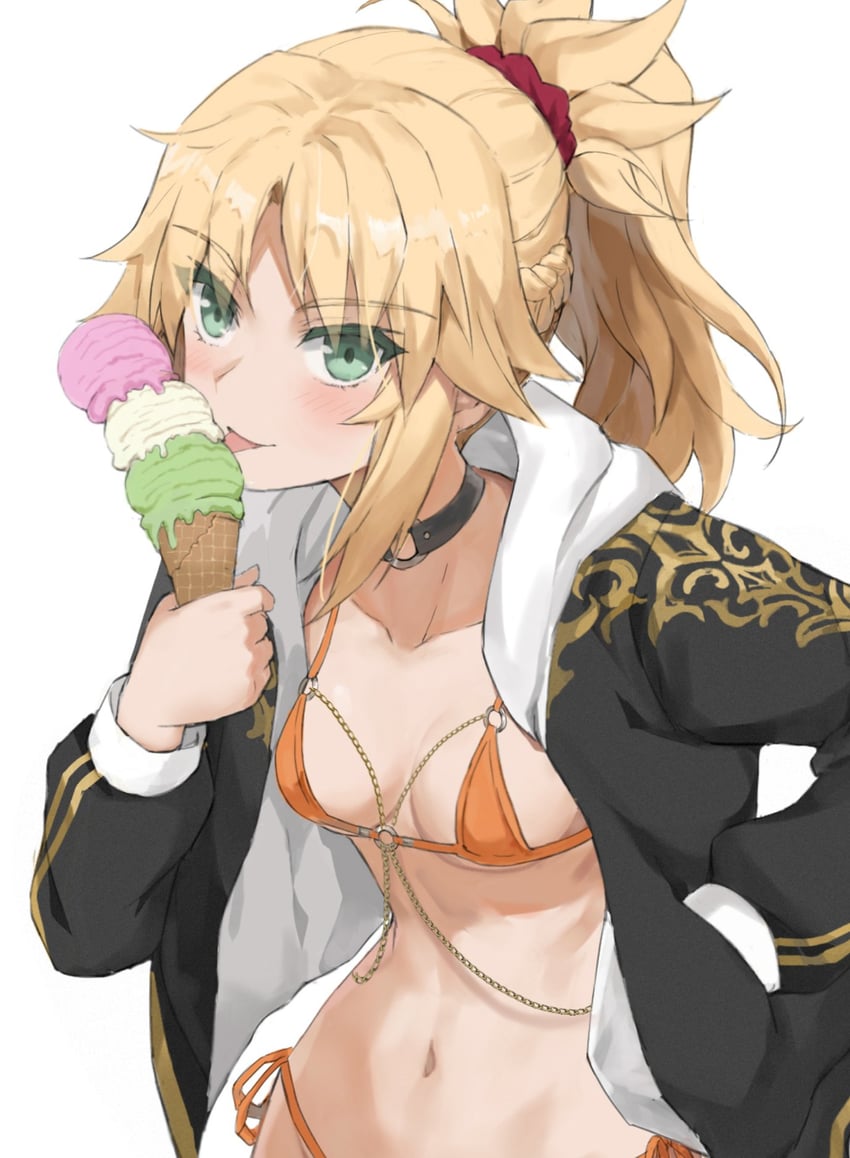 Fate/Apocrypha、Fate系列、莫德雷德 (Fate) 1名女孩 比基尼 金发 辫子 乳房