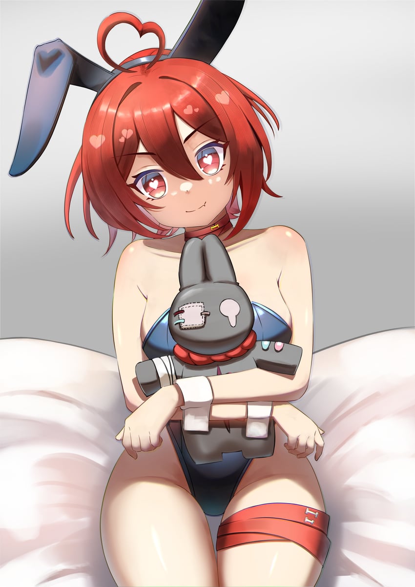 二次元插画 1名女孩 呆毛 兽耳发箍 兽耳 露肩