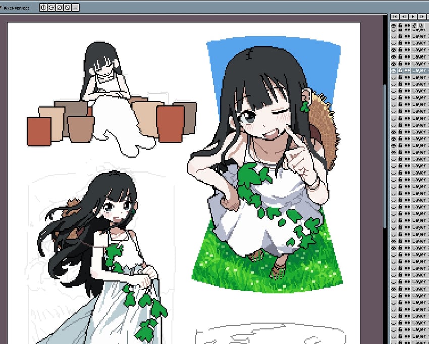 原创 1名女孩 画框中的绘图软件 黑瞳 黑发 齐刘海
