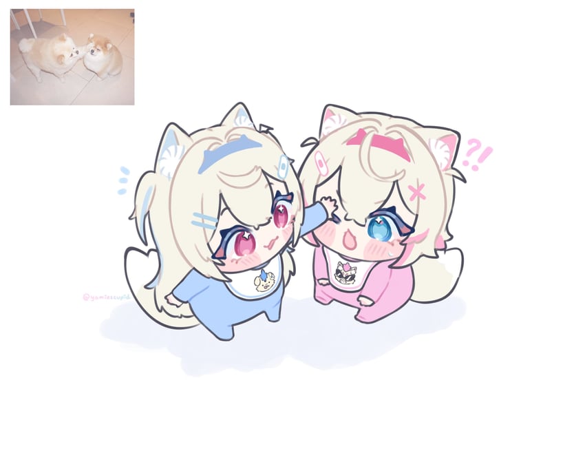 Hololive、Hololive英语、芙华瓦·阿比斯嘉德 !? 2名女孩 幼化 兽耳毛 兽耳