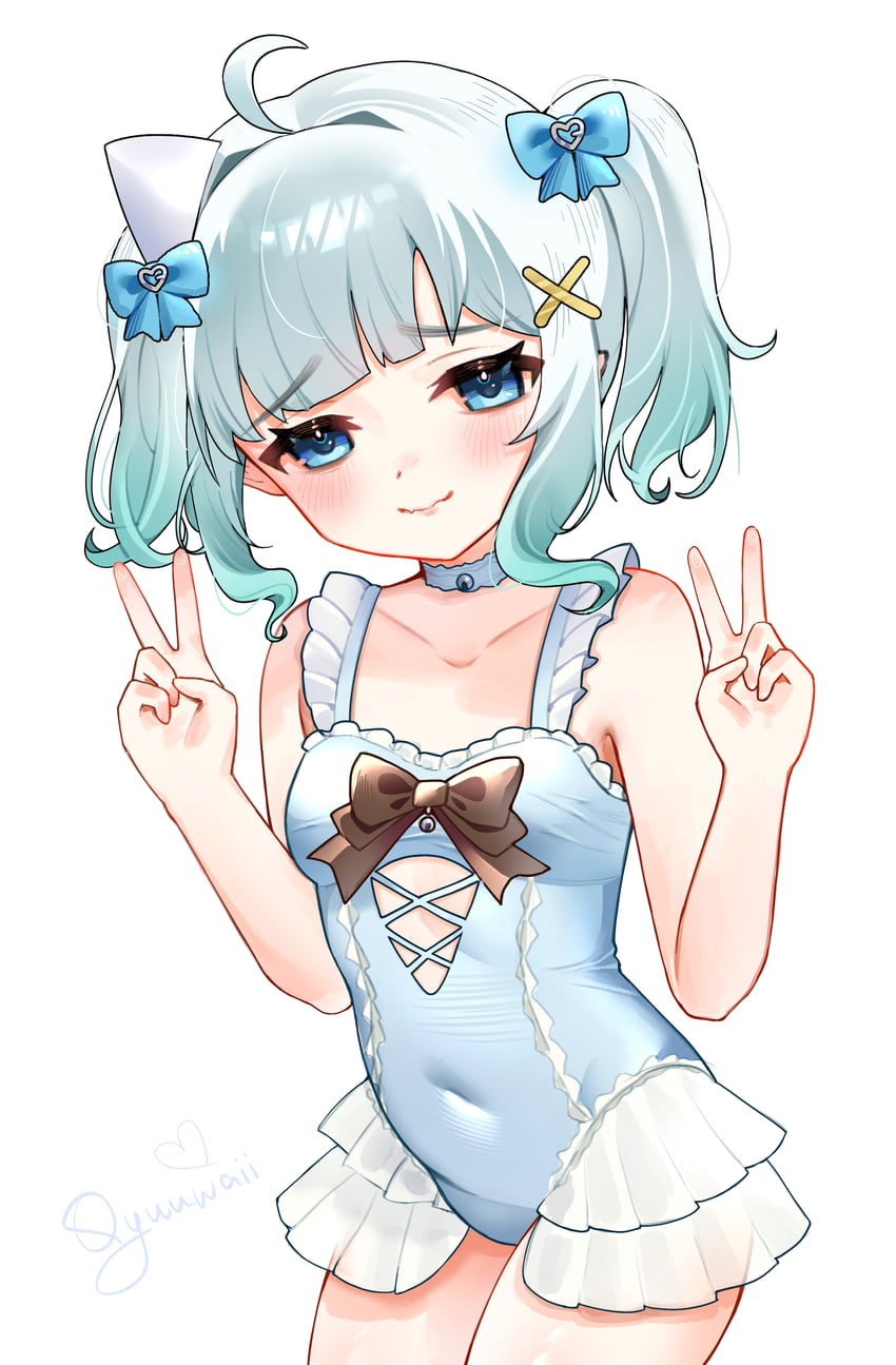 传说.exe、冥土 (Mint Fantome) 1名女孩 呆毛 腋窝褶皱 黑色蝴蝶结 蓝眼