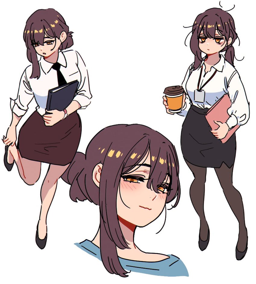 原创 1名女孩 眼袋 黑色领带 黑色连裤袜 黑色裙子