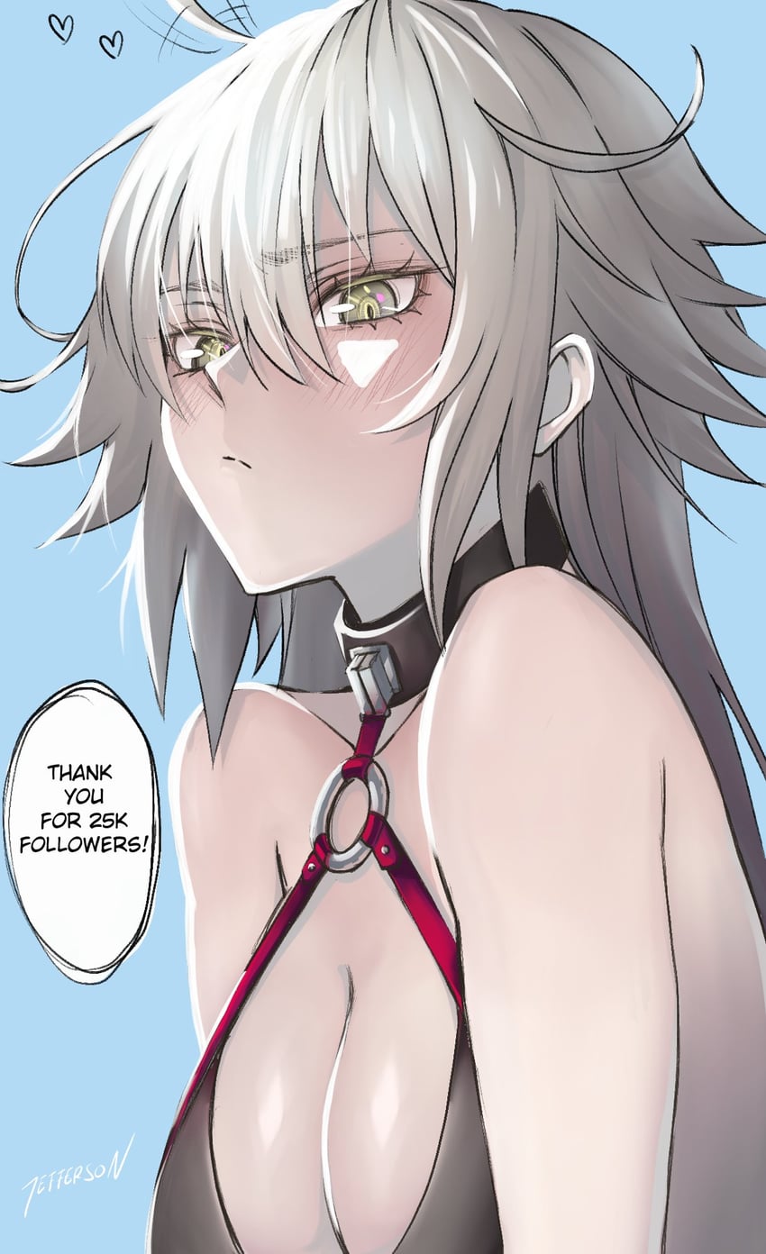 Fate/Grand Order、Fate系列、黑贞德 1名女孩 呆毛 比基尼 黑色比基尼 脸红
