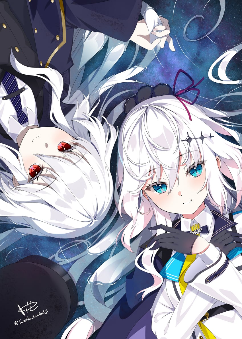 异次元突击恋人!!、black conductor (dimension totsu lovers!!)、yoruno sakura 2名女孩 作者名 黑色手套 蓝眼 闭嘴