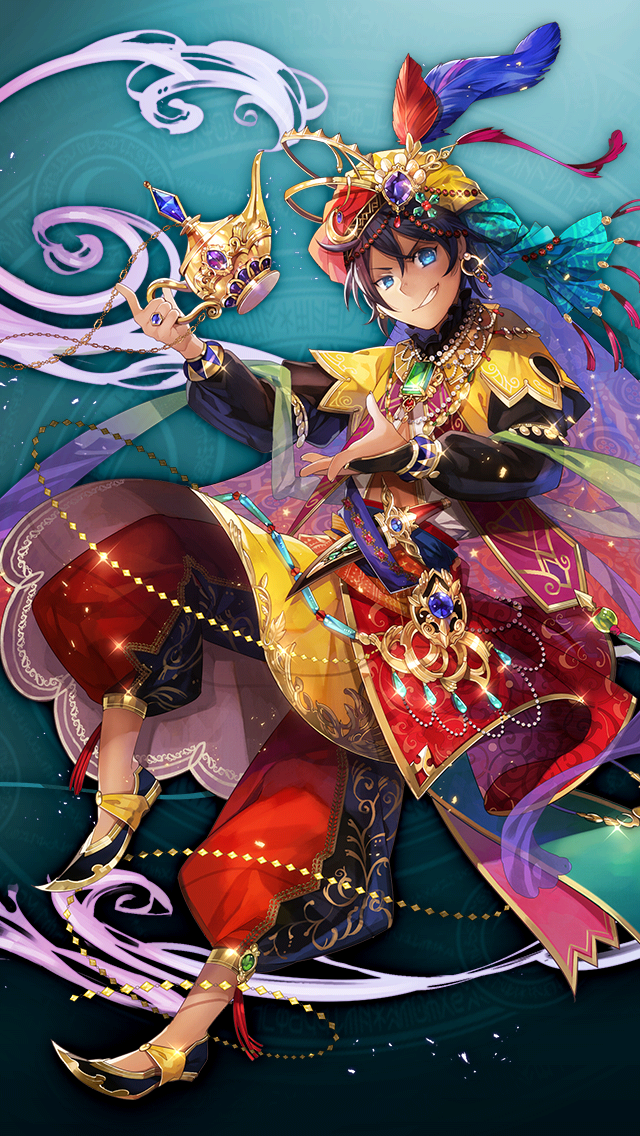 格林笔记、chaos aladdin (grimms notes) 1名男孩 水色背景 阿拉伯服饰 黑发 黑衬衫