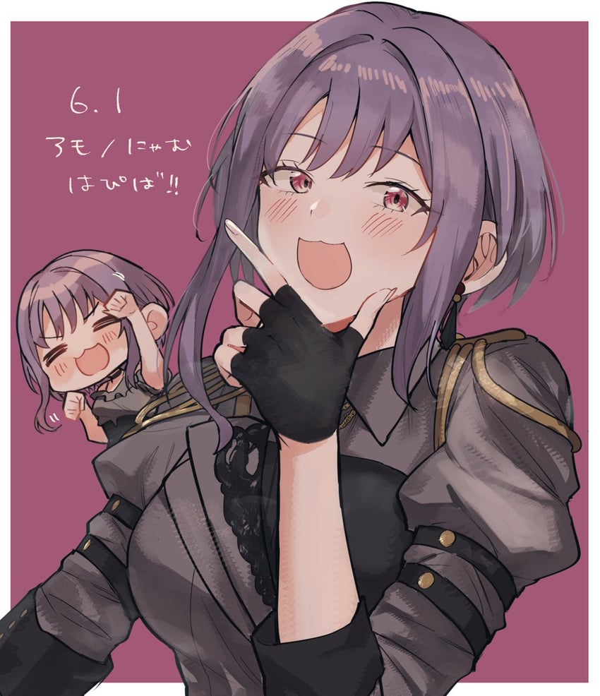 BanG Dream!、Bang Dream! It's MyGO!!!!!、祐天寺若麦 1名女孩 黑色项圈 黑色手套 脸红 边框