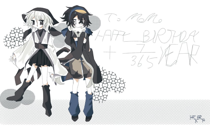 连缘Project、原创 其他两人 中性 赛璐珞上色 露肩设计 黑色袴