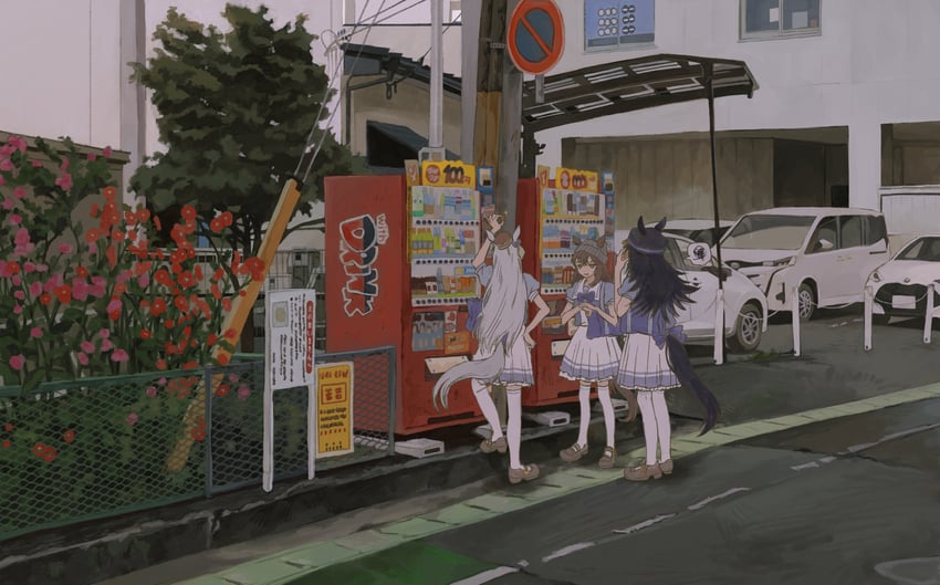 赛马娘、费诺美诺（赛马娘）、黄金船 (赛马娘) 3人女子 兽耳 针织帽 黑发 蝴蝶结