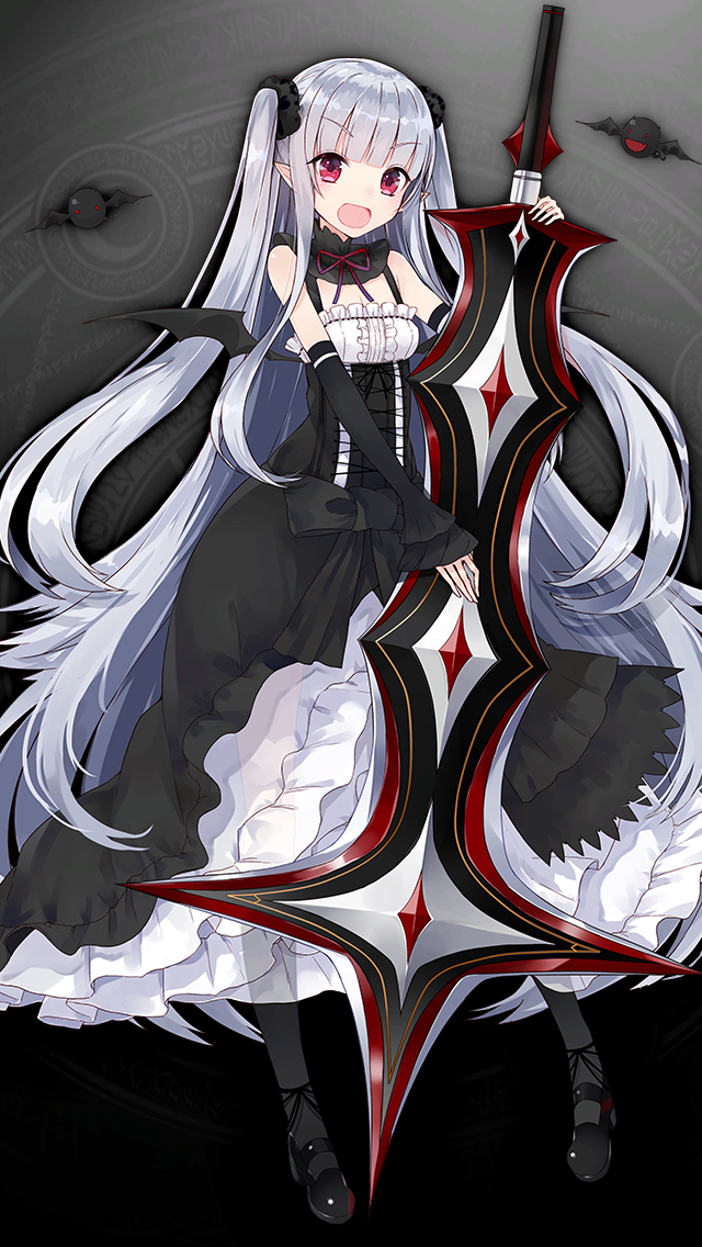 格林笔记、carmilla (grimms notes)、carmilla (tenkuu) (grimms notes) 1名女孩 露肩 蝙蝠 黑色连衣裙 黑鞋