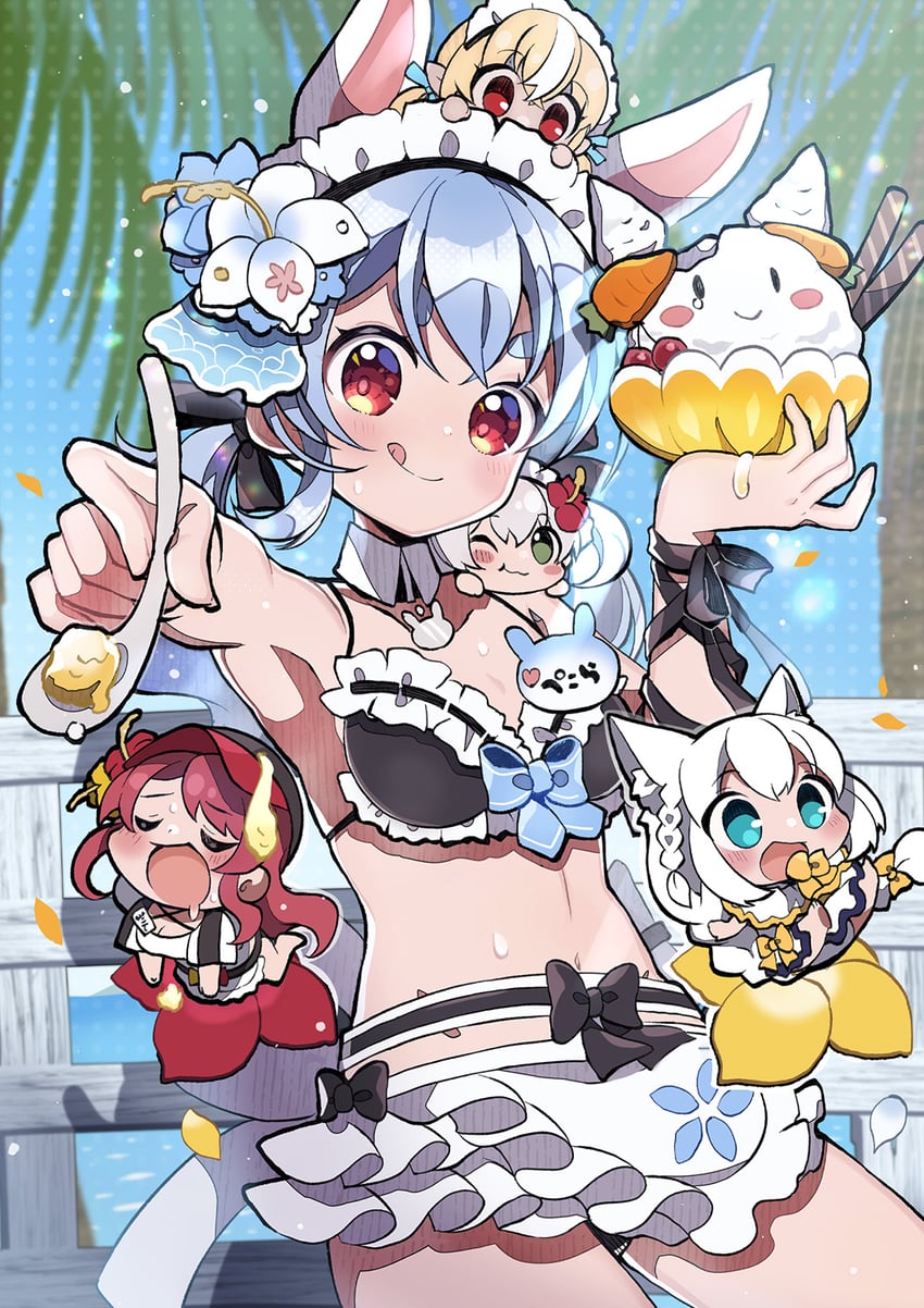 Hololive、宝钟玛琳、宝钟玛琳 (Holonatsu Paradise) 5名女孩 :D :q 兽耳 比基尼