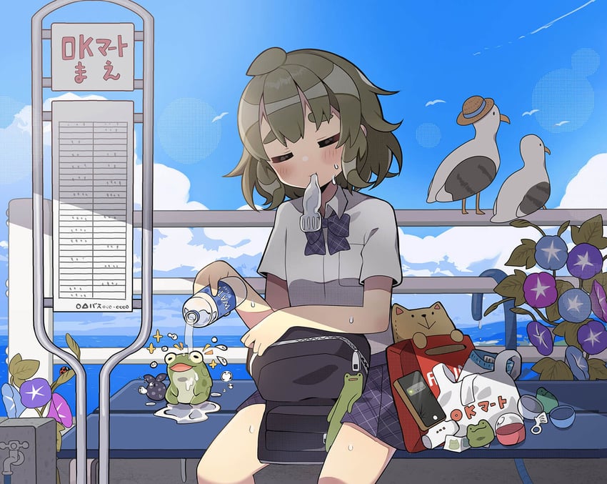原创、Papico (冰淇淋) 1名女孩 包 鸟 黑色蝴蝶结 黑色蝶形领结
