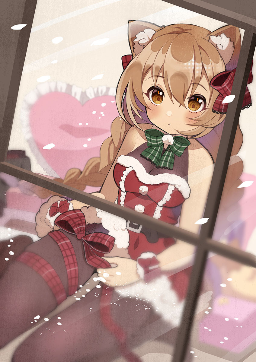 原创 1名女孩 兽耳毛 兽耳 露肩 黑色连裤袜