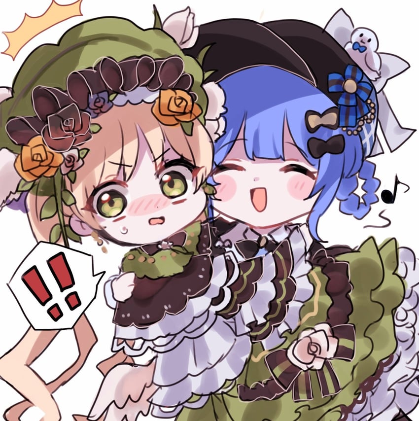 魔法少女的小镇审判、立花雪莉 2名女孩 帽子上的鸟饰 黑色小披肩 黑花 黑帽子