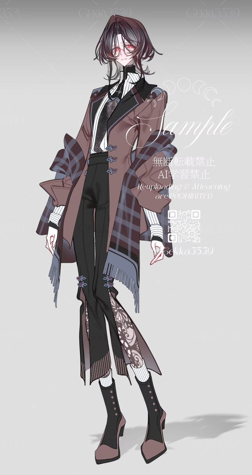 原创 1名男孩 手放在身体两侧 作者名 黑裤子 黑衬衫