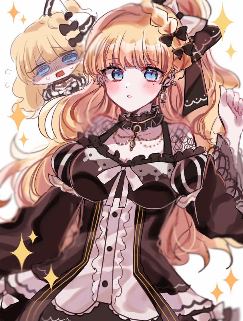 魔法少女的小镇审判、佐佐木米莉亚 @_@ 黑色蝴蝶结 黑色连衣裙 金发 蓝眼
