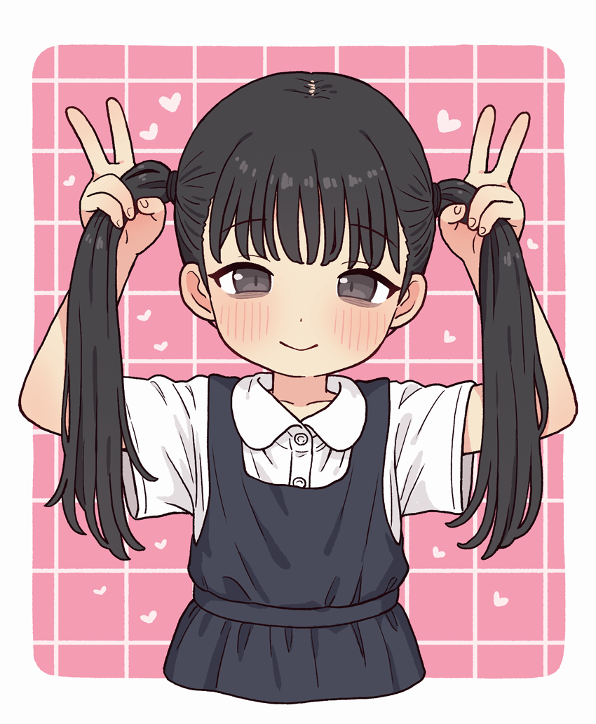 二次元插画 1名女孩 眼袋 黑发 脸红 束发