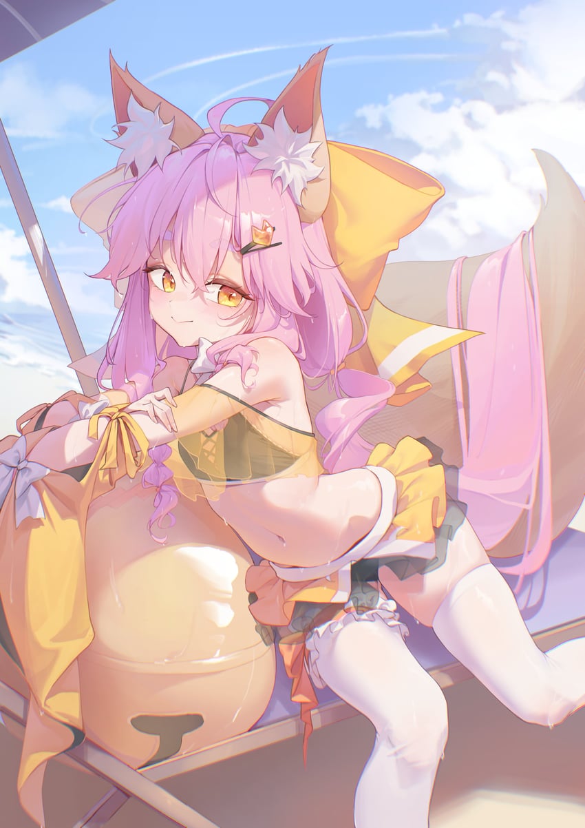 Fate/Grand Order、Fate系列、玉藻前 (Fate) 1名女孩 呆毛 兽耳毛 兽耳 球