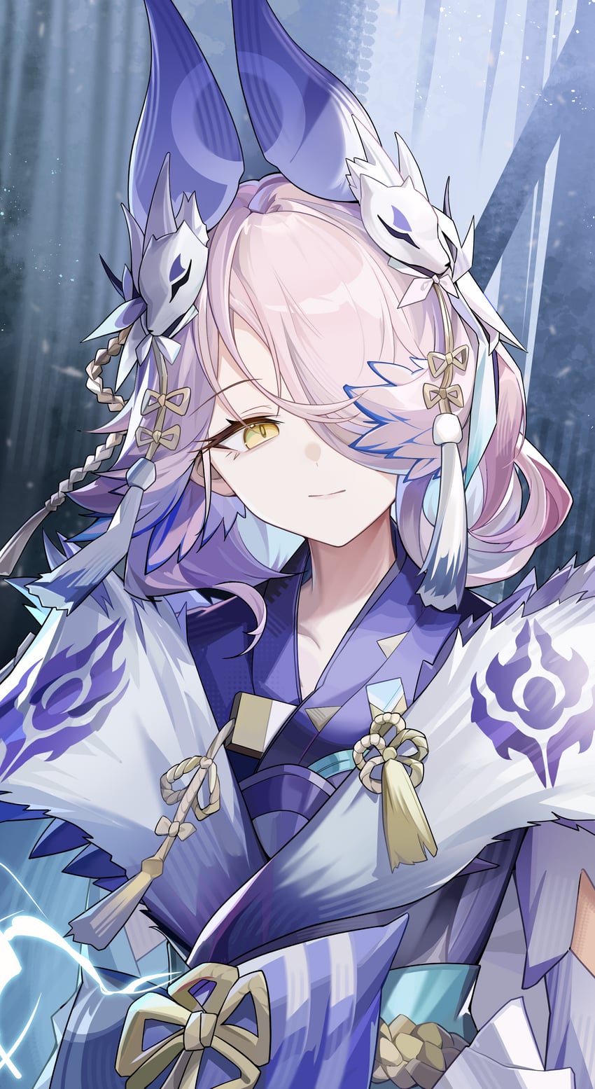明日方舟、梓兰 (明日方舟)、violet mizutsune orchid (arknights) 1名女孩 单眼遮盖 看向观众 粉发 微笑