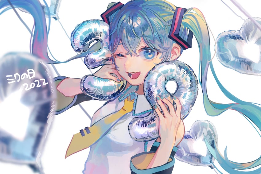 VOCALOID、初音未来 1名女孩 39 :D 微笑 气球