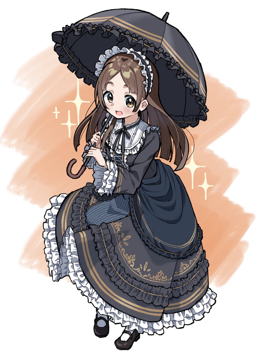 学园偶像大师、偶像大师、仓本千奈 1名女孩 :D 黑色连衣裙 棕眼睛 棕发