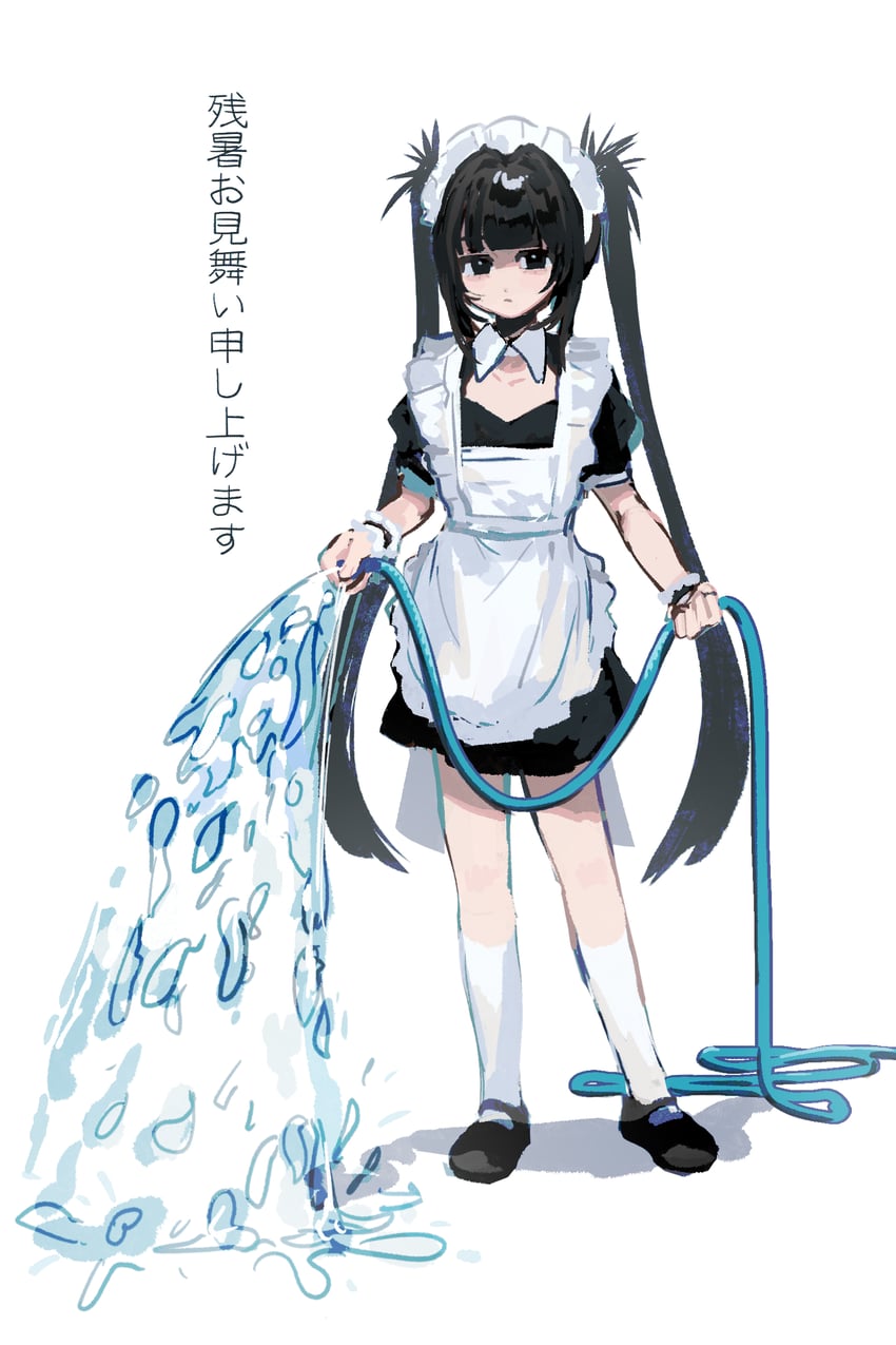 原创 1名女孩 围裙 黑色连衣裙 黑瞳 黑发