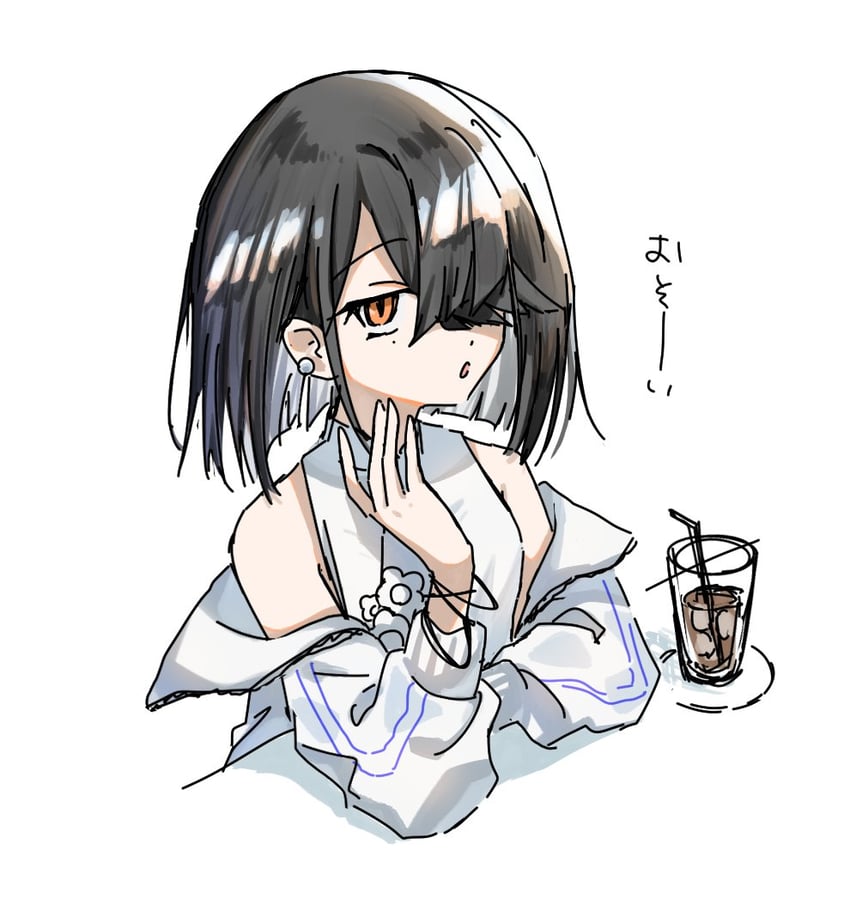 Fate/Grand Order、Fate系列、徐福（Fate） 1名女孩 露肩 黑发 棕眼睛 耳环